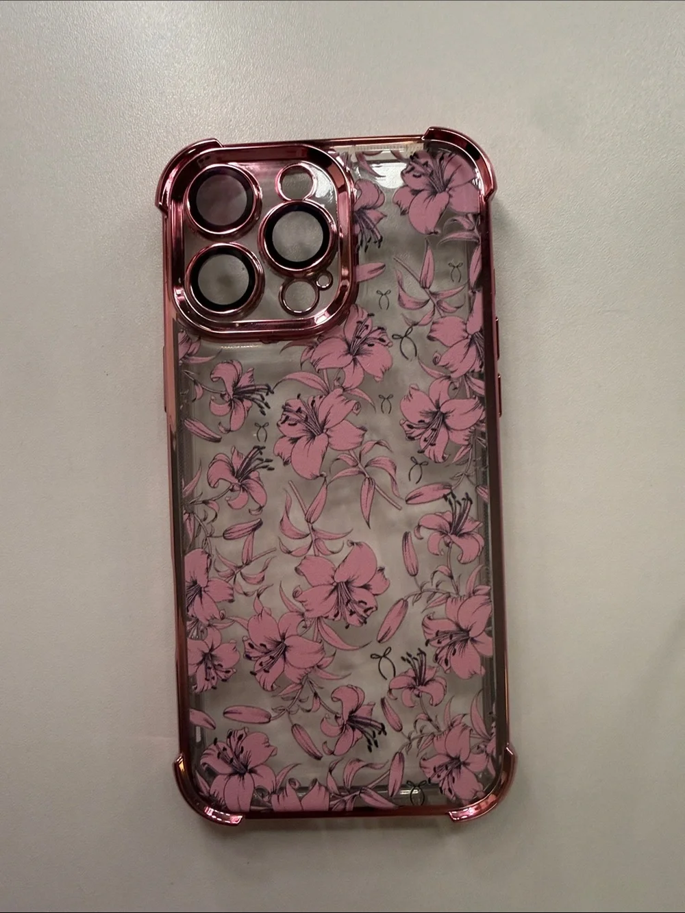 Pink Floral Clear Phone Case